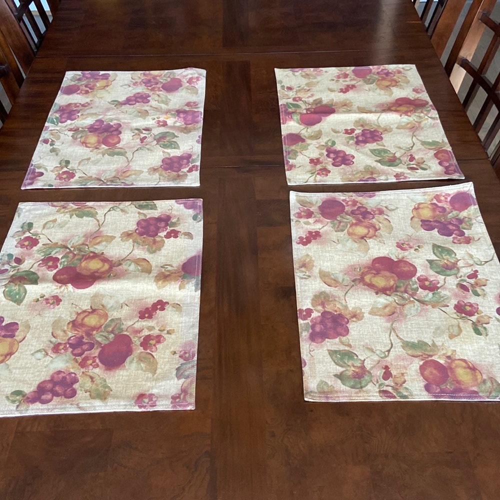 Set of 4 Woven Cloth Reversible Placemats